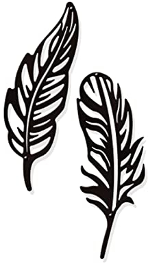 NBEADS 2 Stück Feder Metall Wanddeko, Schwarzer Wandbehang Moderne Wanddekoration Silhouette Wandkunst Metallbilder Für Zuhause Schlafzimmer Flur Wohnzimmer Badezimmer Büro Hotel Dekor