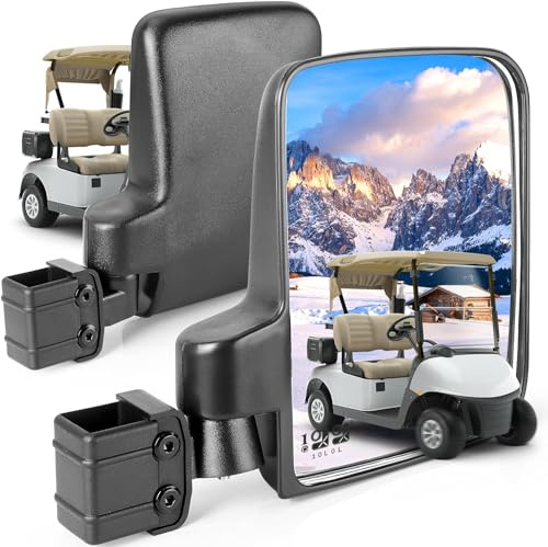 10L0L Golf Cart Mirror No Drilling Folding Side Rearview Mirror HD Glass for Yamaha Club Car EZGO and Other Golf Buggy Folding Mirror