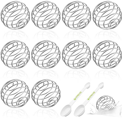 JNZLT 10 Stück Edelstahl Shaker Kugel Set Shaker Ball mit Mixball & Löffel - Rostfrei für Protein Shakes Superfoods