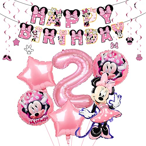 Luftballons Geburtstag 2 Jahre, Luftballons 2. Geburtstag Mädchen, Party Supplies Mit Balloons Banner Spiral, für Kindergeburtstag Kinder Party Dekoration