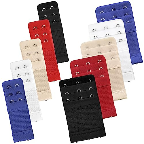 Bigqin BH-Verlängerung, elastische BH Erweiterung Bra Extender Verlängerung mit 3 Haken 2 Haken - 10 Stück