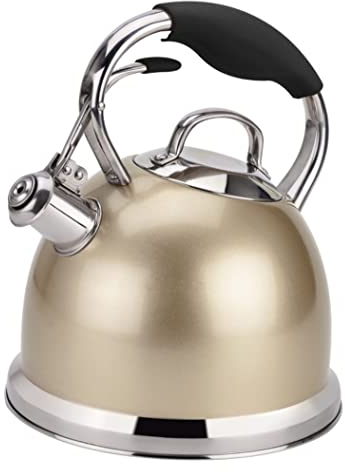 Bouilloire pour Cuisinière Bouilloire Sifflante 3L Bouilloire Sifflet Théière Cuisinière Sifflement Théière En Acier Inoxydable Bouilloire À Thé Poignée Bouilloire À Eau Théière avec Sifflet Théières