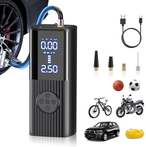 Sobtoe Compresseur à Air Portatif, 20000mAh180PSI Gonfleur Pneus Voiture 4X gonfleur pneus voiture sans fil, Pompe a Velo Electrique,Affichage Numérique Lumière LED pour Pneus de Moto, Voiture,etc