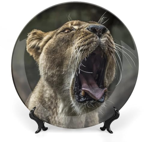 Animal Cat Cute Danger Dog Eye Decorative Plate for Wall Ceramic Home Wobble-Plate with Display Stand Table Decor Ornament Dinner Plate Dessert Dish Holiday Christmas Decoration 10