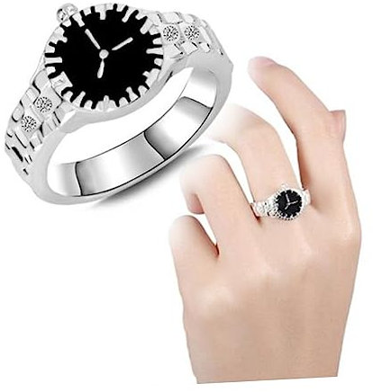 Holibanna Fingerringe ansehen Uhren Herrenringe silberne Ringuhr Fingerringuhr für Damen Herrenuhr Paar Ringe Uhrform Fingerring Ring für paar Uhrformring Diamant Anschauen Schmuck Liebhaber