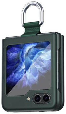 BORYA fodral till Samsung Galaxy Z Flip6 (flip 6), ultratunn premium silikon PC stötsäkert fodral, silkeslen matt hud känsla elegant repfritt vikbart fodral med 360° ring, grön