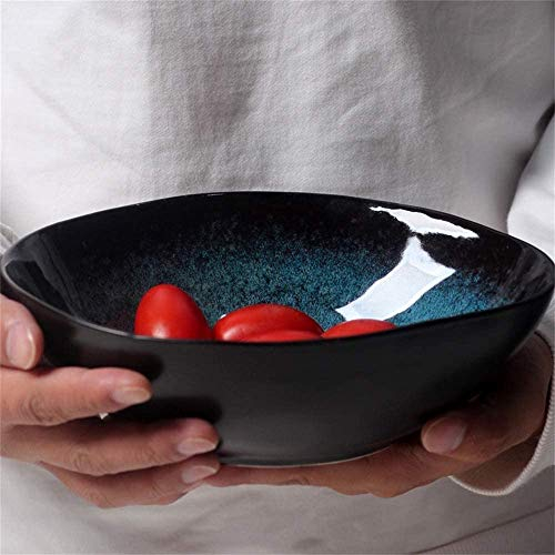 Tazones de pasta Tazón de sopa creativo Tazón de fideos ramen Ensaladera de frutas Tazón de postre de serpiente Tazón para mezclar Tazón para servir Vajilla de cerámica 8 pulgadas, azul, ensaladeras