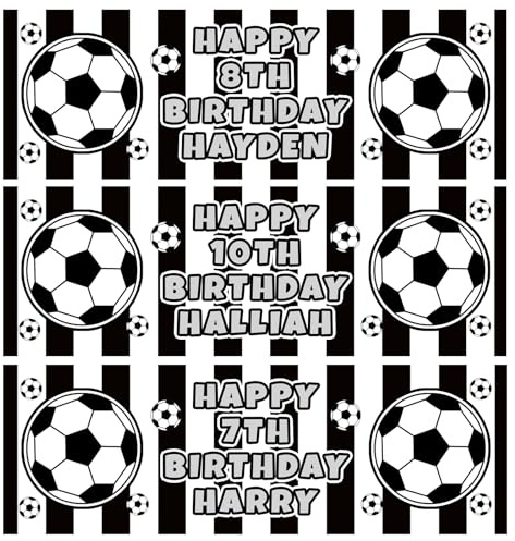 Football Personalised Birthday Banners - 2 Banners Per Pack - Black and White Football party Banners