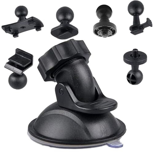 Amazleer Dashcam Halterung, 6 Adapter, Vakuum Saugnapf, 360° drehbar, für Autokamera, Navi (Vakuum Saugnapfhalterung)