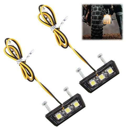 2 Pezzi LED Universale 12V Illuminazione per Targa Moto Impermeabile con 3 SMD LED Mini Lampada Super Bianca Luminosa per Quad, Luce Posteriore