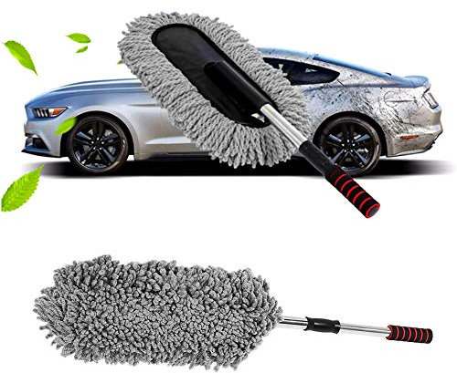 Plumeau de Nettoyage, Plumeau de Voiture Rétractable S'étend jusqu'à 32 pour Une Portée Maximale, Cire à Poussière Douce Lavable avec Une Forte Absorption d'eau pour Le