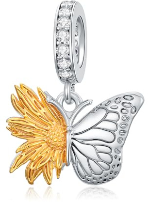 PROESS Armbänder Charms 925 Sterling Silber Otter/Axolotl/Klavier/Elefant/Eichhörnchen/Sonnenblume/Mond/Schmetterling/Katze/Hund Bead Halskette Armband Schmuck Geschenke für Damen Mädchen Frauen