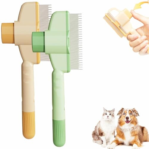 Lot de 2 peignes auto-nettoyants anti-puces pour chat et chien - Peigne auto-nettoyant pour enlever les poils d'animaux