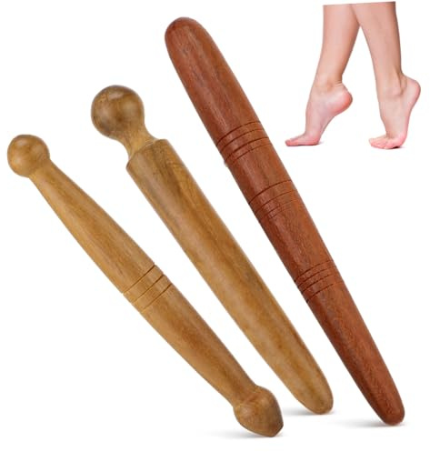 Triggerpunkt Drücker, 3 Stück für Punktgenaue Massage | Holzmassagegeräte mit Glatter Oberfläche, Rundem Ende und Spitze, Handmassagegerät für Kopf und Füße