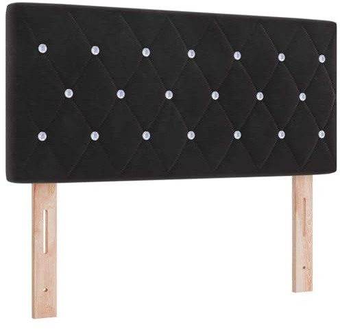 vidaXL Testiera LED con Strisce LED con testiera Nero 90 cm Velluto | Stile minimalista con testiera bassa, Porta USB comoda inclusa, Velluto super lussuoso