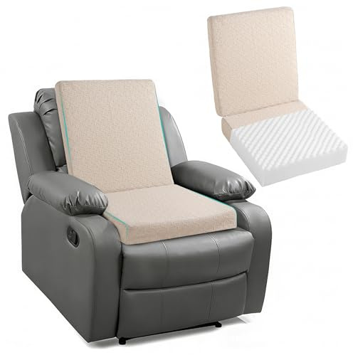 Ganondorf Extra Large Egg Crate Recliner Seat Cushion for Elderly Tufted Furry Booster Foam Cushion, Pressure Relief for Long Sitting Orthopedic Chair Cushion for Recliners Office Chairs, Beige