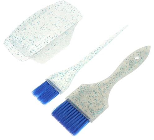 Mikikit Kit de Coloration Cheveux Professionnel Pinceau de Teinture Bleu en Plastique et Bol Mixeur pour Usage Personnel et Salon