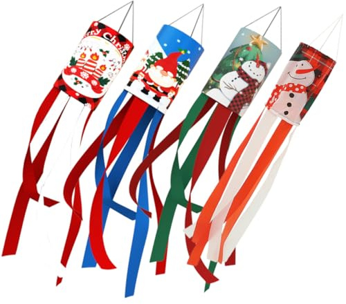 Gadpiparty 4 Stück Dekorative Weihnachts Windsäcke Verschleißfest für Garten und Hof Hängende Weihnachtsdeko
