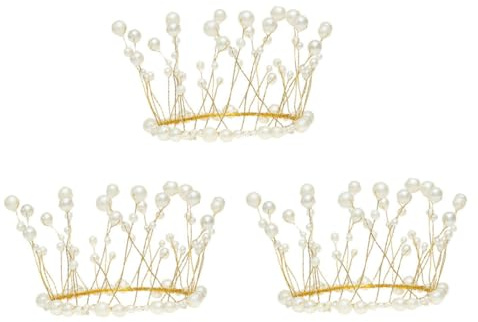 SOPOTUTU 3 Stück Metallische Kronen Tortendekoration Lebensmittelechtes Material Filigrane Kuchenornamente für Geburtstag und Party Zufällige Farbe Zufällige Farbe