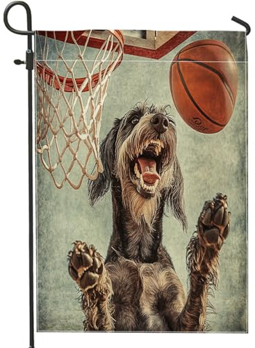 Divertente bandiera tedesca a pelo duro, 30,5 x 45,7 cm, double face, per esterni, pallacanestro, sport, cuccioli, bandierine standard per esterni, decorazione per esterni in tela per animali