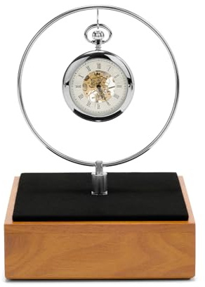 Oirlv Wooden Pocket Watch Display Stand with Silver Hooks for Home and Jewellery Shop Storage and Display of Pocket watches