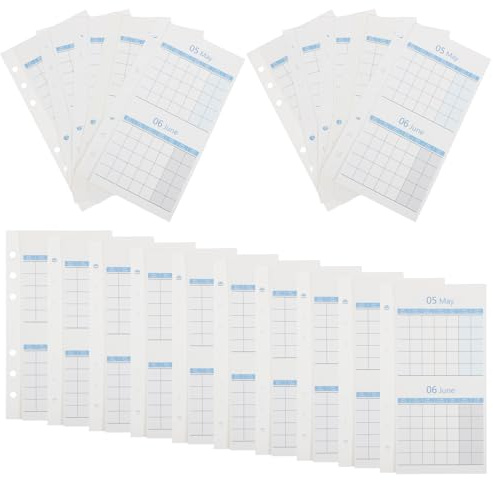 Gogogmee 20 Sheets A6 Undated Monthly Calendar Planner Refills, Double-sided Paper Organizer Inserts for Desk and Classroom, Universal Blue Three-fold Yearly Planning Pads