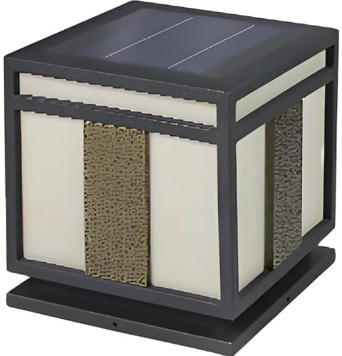 Moderna luz solar para exteriores – Bolardo LED cuadrado de paisaje con luz blanca cálida de 3000 K, 30 cm para puertas de patio, caminos y jardines