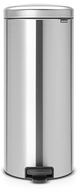 Brabantia NewIcon Treteimer sanft schließend, Kunststoff-Inneneimer, Matt Steel, 30 Liter
