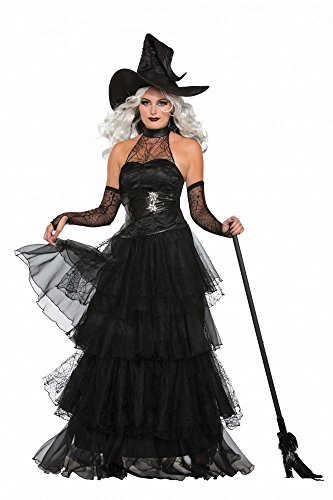 shoperama Ember Witch Deluxe Damen-Kostüm inklusive Hut Halloween Hexe Korsage, Größe: XS/S