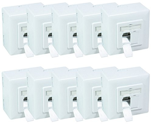 BIGtec - 10 Stück - Cat.6 Netzwerkdose Dose Kombidose Aufputz/Unterputz Netzwerk Datendose RAL 9003 Signalweiß für Verlegekabel Cat.5 Cat.5e Cat.6 Cat.6a Cat.7 Cat.7a