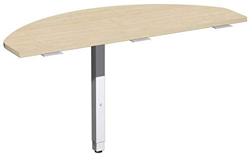 Geramöbel Anbautisch mit Stützfuß, inkl. Verkettungsmaterial, höhenverstellbar, 1200x500x680-860, Ahorn/Silber