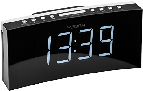 PEDEA Digital Radio-Wecker | Projektionsuhr mit LED-Anzeige und lauter Dual-Alarm Clock für Tiefschläfer | Lichtwecker ohne Ticken, Uhren-Radio als Tisch-Uhr, schwarz