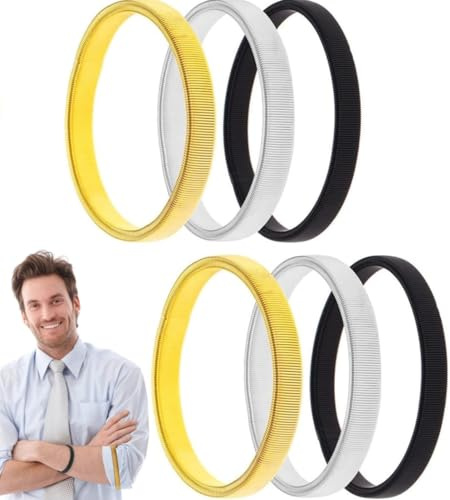 LYTIVAGEN 6PCS Brazeletes Elásticos para Camisa Antideslizante, Soportes Bandas de Metal para el Brazo, Soporte de Manga de Camisa para Hombres, Mujeres, Niños (3 Colores)