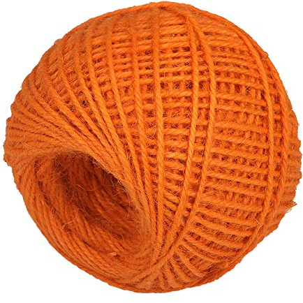Jute Twine Garden Twine, 50m Natural Jute String Jute Rope for Floristry, Gifts, DIY Arts&Crafts, Decoration, Bundling, Gardening and Recycling Orange