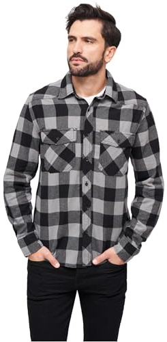 Brandit Check Shirt herr långärmad, Svart/grå Marengo, 6XL