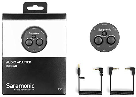 Saramonic AX1 2-Channel Passive Audio Mixer with 3x 3.5mm TRS Inputs and 3.5mm TRS Out w/TRS & TRRS Output Cables for Cameras, Smartphones, Tablets & Computers