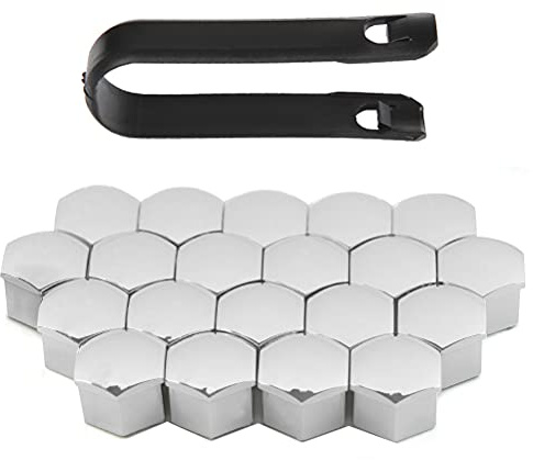 THETHO Radmuttern Radbolzen Kappen 20Stk Radschraubenkappen,Radschrauben 17mm Radmuttern Kappen,Silber Radkappen,Schraubenkappen UNIVERSAL Kunstsoff Kappen Abdeckungen Rad Mutter Cap für T39