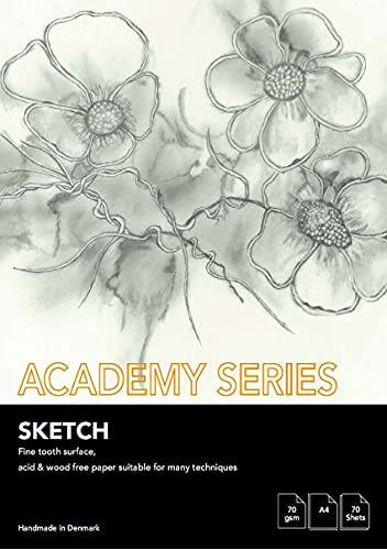 PLAY-CUT Academy Series Zeichenblock A4 Weiß (70g/m2) | 70 Bogen Din A4 Papier Block für Skizzen Zeichnen | Praktisches Sketchbook & Drawing Pad | Premium Zeichenbuch Skizzenbuch A4
