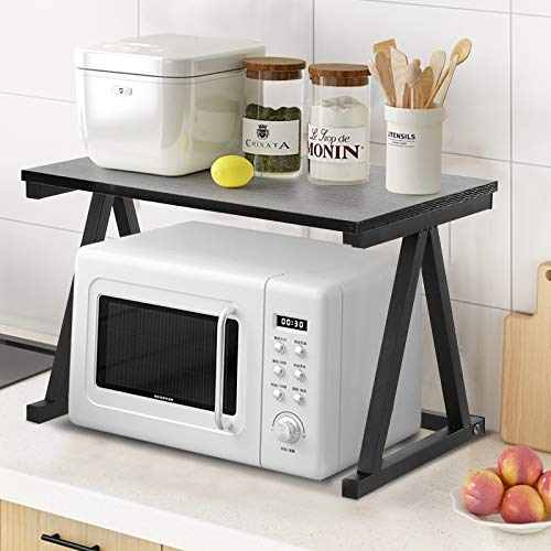 Supporto per forno a microonde, a 2 strati, tubo quadrato per forno a microonde, mensola da, organizer per la conservazione di piani cottura elettrici, piatti, tazze, bollitori, bottiglie 57 x