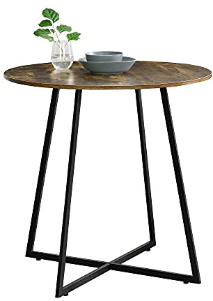 [en.casa] Küchentisch Vaggeryd 78x80cm Esstisch Tisch Esszimmertisch Metallgestell Dunkler Holzton