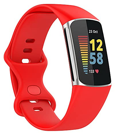 AISPORTS Compatible with Fitbit Charge 6/5 Strap Silicone for Women Men, Soft Flexible Breathable Silicone Sport Wristband Metal Clasp Bracelet Replacement Strap for Fitbit Charge 6/5 Activity Tracker