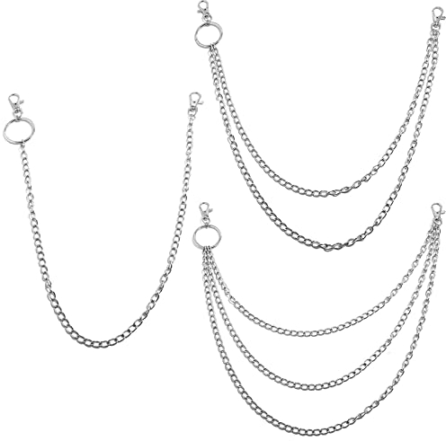 Benaton 3 Stück Hosenkette, Pants Chain Waist, Mode Hip Hop Gothic Punk Hose Kette, für Jeans Pant Belt Wallet und Keys (Silber)