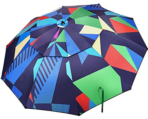 LHLYL-DP Parasol de pêche, parasol de plage, parasol d'extérieur – avec manche télescopique, fourche/sac de transport, rotation à 360°, imperméable, protection solaire, voiles d'ombrage de jardin,