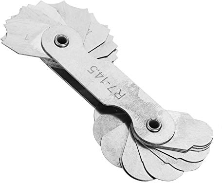 Radiuslehre Edelstahl-Radius-Kehllehre Außen-Innen-Konkav-Konvex-Messwerkzeug mit Klarer Markierung und Rostschutz(R7-14.5MM)