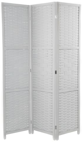 DESIGN DELIGHTS RAUMTEILER Bambu | 3-teilig, 170x120 cm, Bambus | Paravent, Faltbarer Raumtrenner, freistehende Trennwand, Bambus Stellwand, Sichtschutz | Farbe: grau