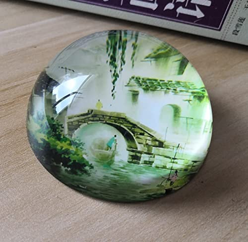 Kristall Ornament Brücke Landschaft Glas Halbkugel Briefbeschwerer Halbkugel Figur Handgemachtes Kunstgeschenk Home Office Tisch Ornament Kugel