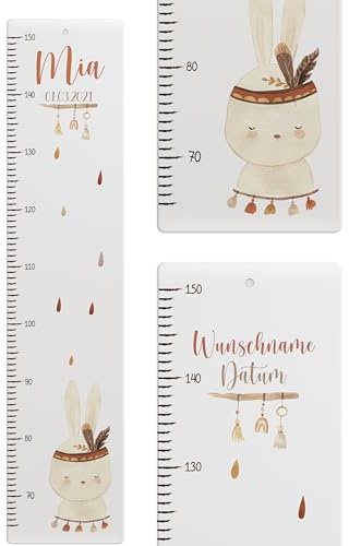 Kidsmood - Personalisierte Messlatte Kinder aus Aluverbund – Hochwertige Messleiste & Wand-Deko für Kinderzimmer mit abenteuerlichem Elefant – Tolles Taufgeschenk für Mädchen & Jungen (65-140cm)