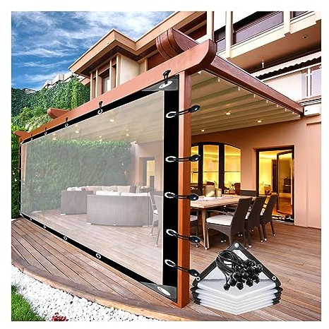 AFGZQ Rideaux Transparents Extérieur Panneaux Latéraux Imperméables Pergola avec Œillets Transparent Bâche Plastique, for Gazebo, Jardins, Personnalisable (Color : Clear, Size : 6.56x13.12ft/2x4m)