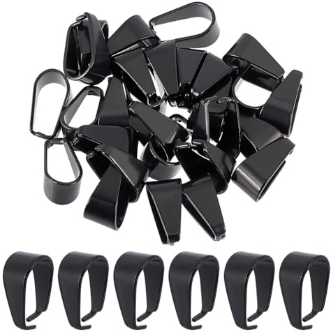 SUNNYCLUE 1 Box 30 Stück Edelstahl Klemmbügel Anhänger Bügelverbinder Schwarze Schnappbügel Baumelnde Charm Perlen Offene Clip Bügel Haken Halskette Kettenschieber Verbinder Für Die Schmuckherstellung