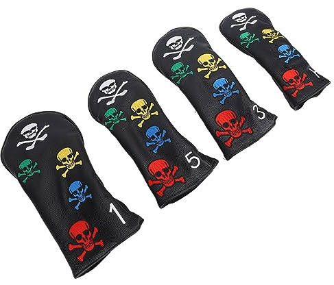 Funda para Cabeza De Golf, 4 Uds., Fundas para Cabeza De Palos De Golf con Esqueleto De Calavera, Protector De Cubierta para Palo De Hierro Y Madera